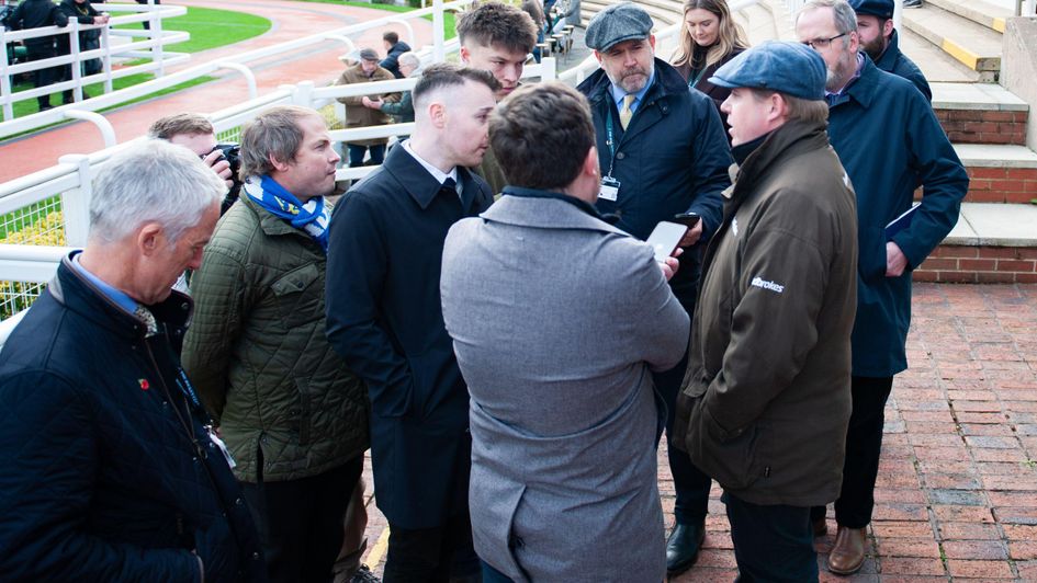 Dan Skelton talks to the media at Cheltenham