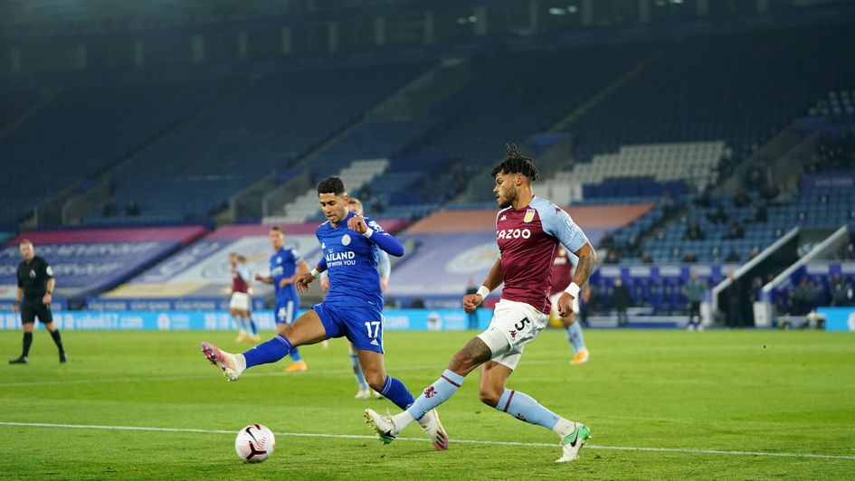 Match action from Leicester v Aston Villa in the Premier League