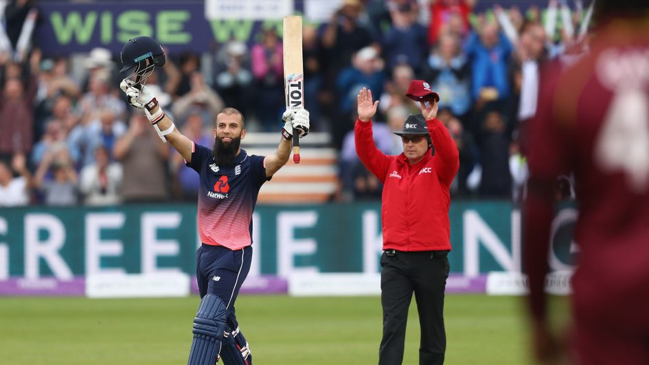 Moeen Ali celebrates a superb century for England