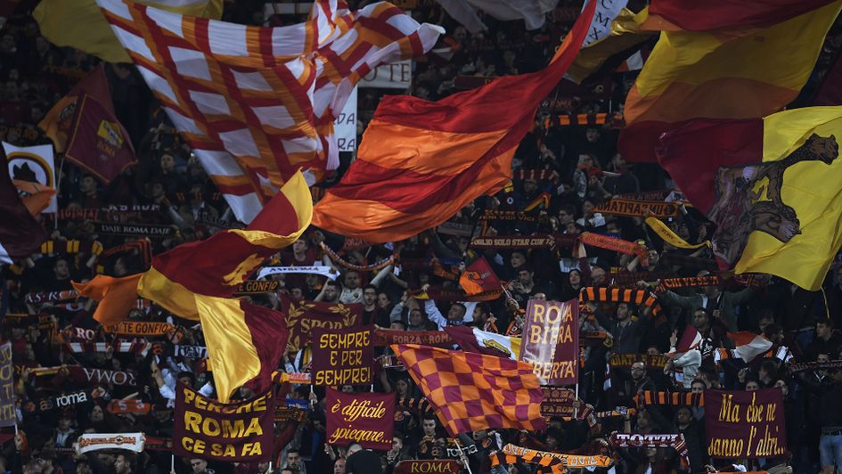 Roma fans ahead of their win over Barcelona in the Champions League