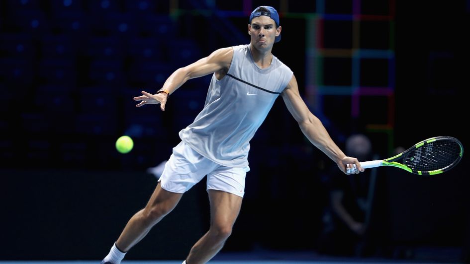Rafael Nadal put his suspect knee through its paces in a training session at the O2 Arena