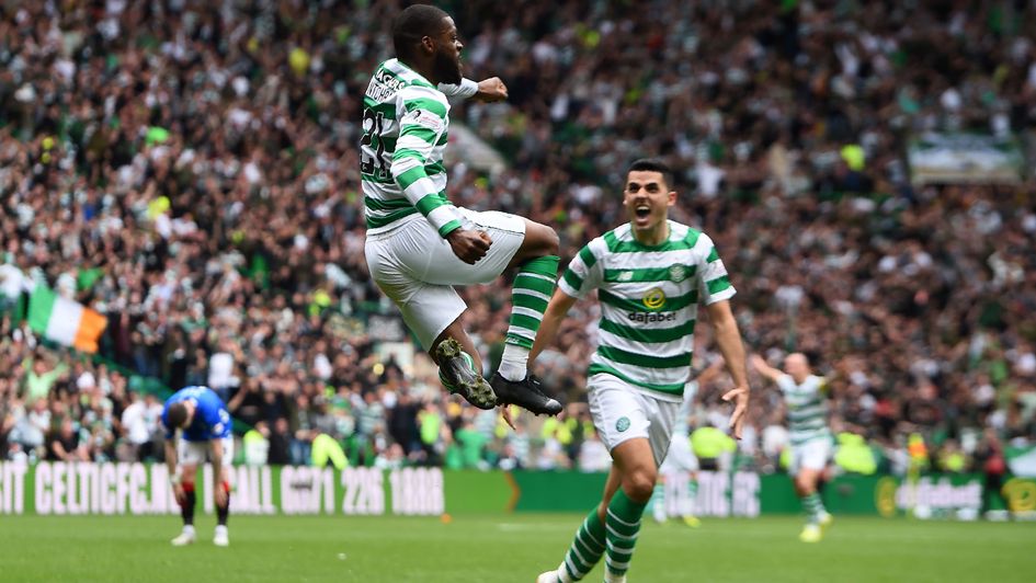 Celtic's Olivier Ntcham celebrates his goal in the Old Firm derby