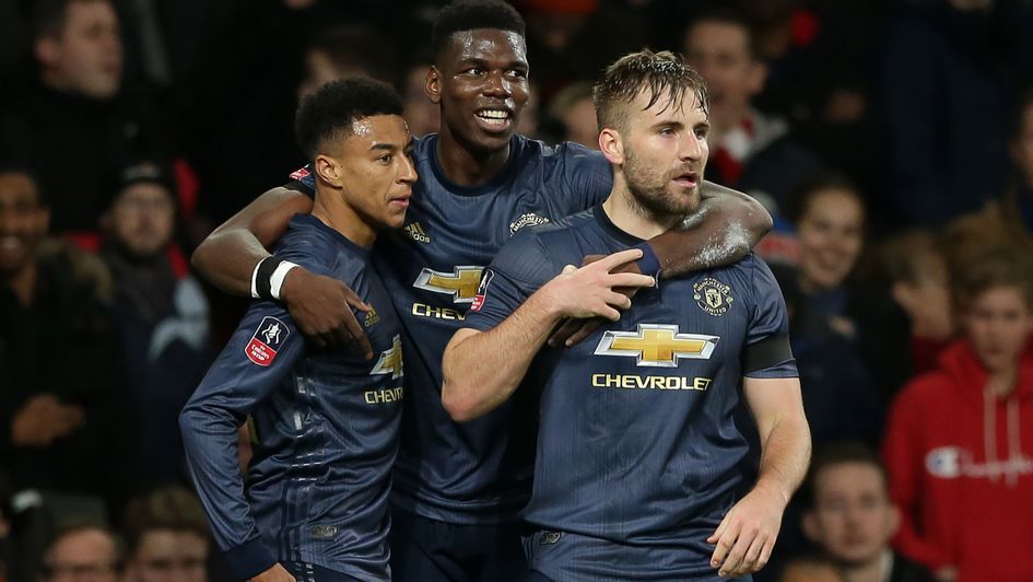 Jesse Lingard: Manchester United attacker celebrates his goal against Arsenal in the FA Cup with Paul Pogba (centre) and Luke Shaw (right)