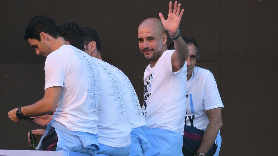 Pep Guardiola: The Man City boss celebrates their title win