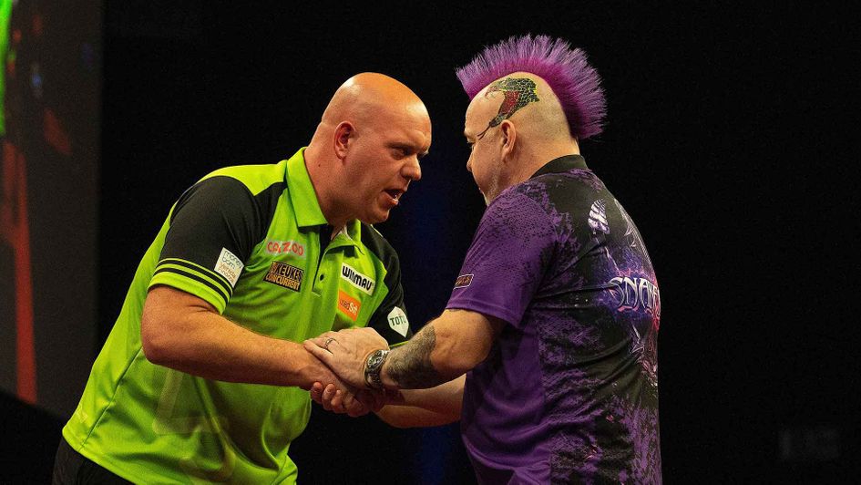 Michael van Gerwen and Peter Wright (Picture: Lawrence Lustig/PDC)