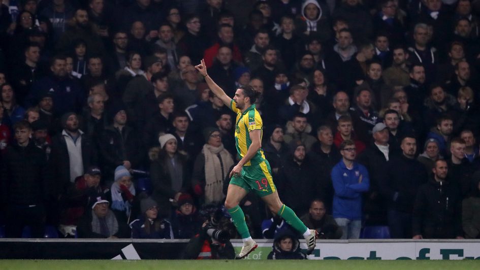 Jay Rodriguez: The West Brom forward celebrates his goal against Ipswich