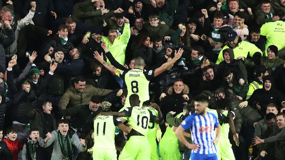 Scott Brown celebrates his last winner against Kilmarnock