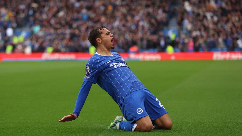 Yasin Ayari celebrates his goal for Brighton against Crystal Palace