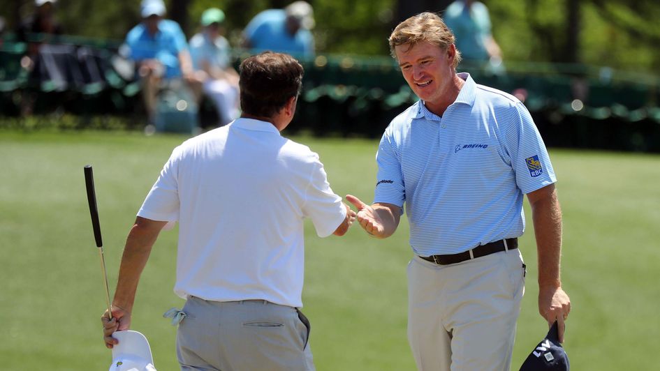 Ernie Els shakes hands with Jeff Knox
