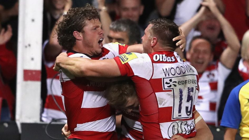Gloucester celebrate during their victory