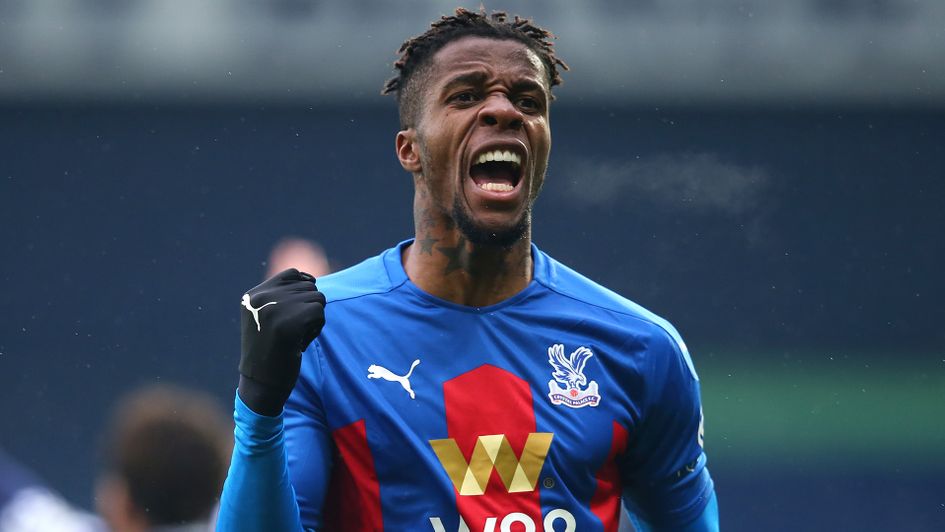 Wilfried Zaha celebrates after Crystal Palace's goal at West Brom