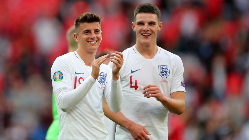 Mason Mount (left) and Declan Rice after England's win over Bulgaria