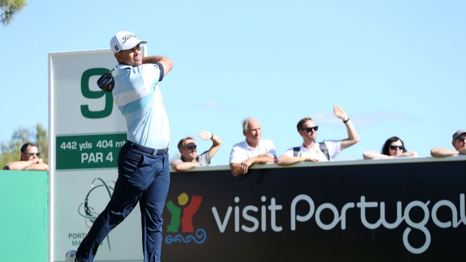Louis de Jager tees off at the ninth