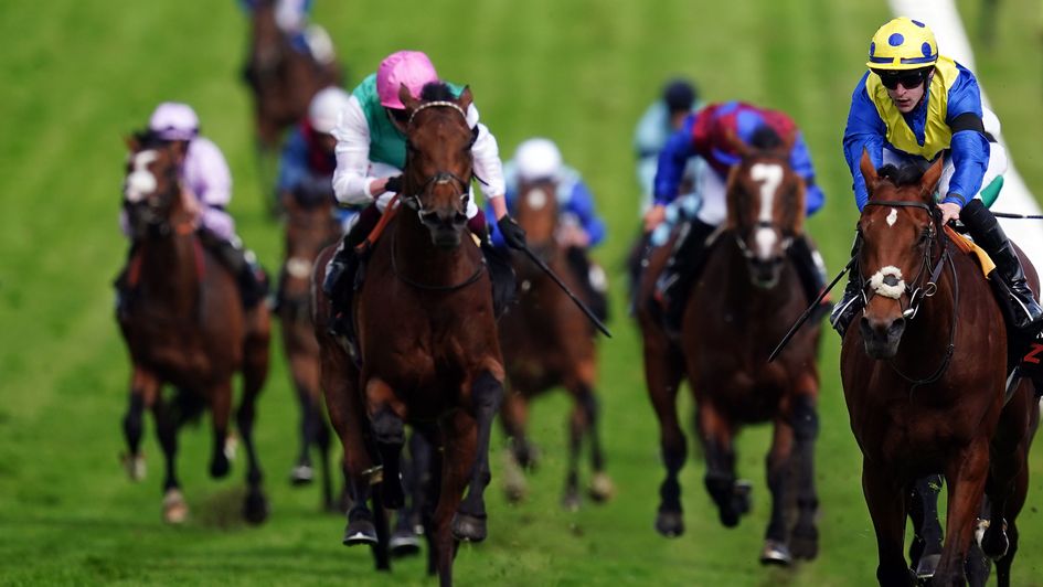 Westover (pink cap) finished strongly after meeting trouble at Epsom