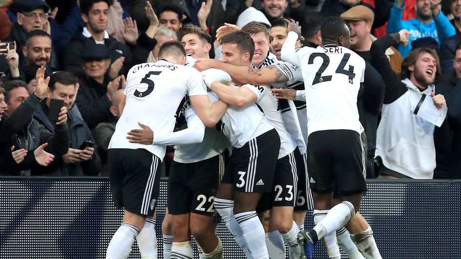 Fulham celebrate their goal against Wolves