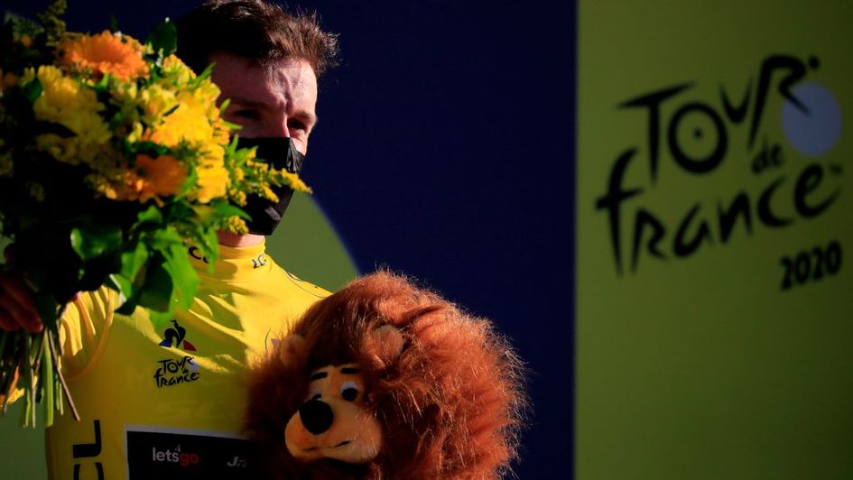 Adam Yates is in the yellow jersery