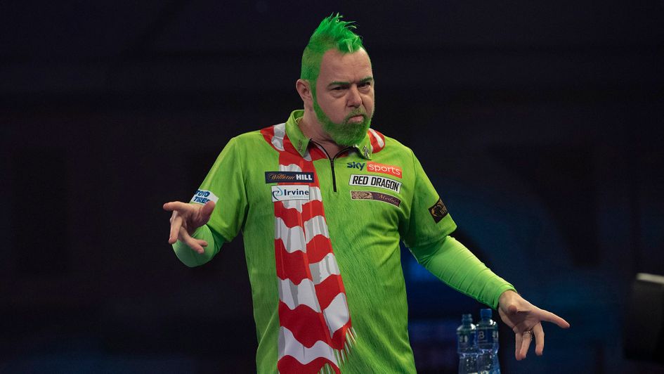Peter Wright dressed as the Grinch on the opening night of the World Darts Championship (Picture: Lawrence Lustig/PDC)