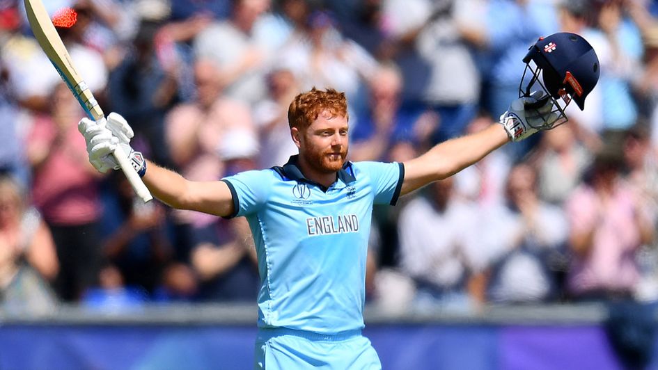 Jonny Bairstow celebrates another century for England in the Cricket World Cup
