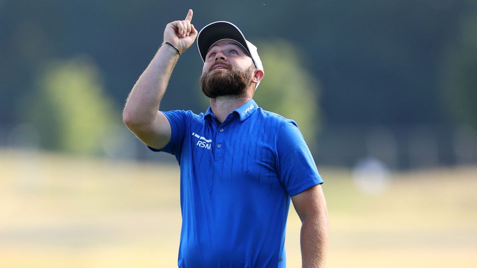 An emotional Andy Sullivan celebrates after securing the English Championship title