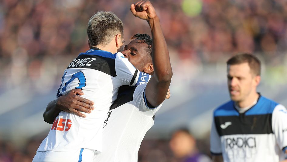 Duvan Zapata celebrates scoring against Fiorentina