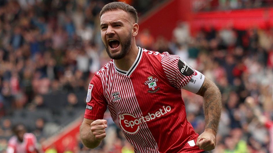 Adam Armstrong celebrates during Southampton's 3-1 win over Leeds