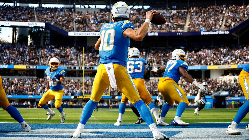 Justin Herbert in action for the Los Angeles Chargers