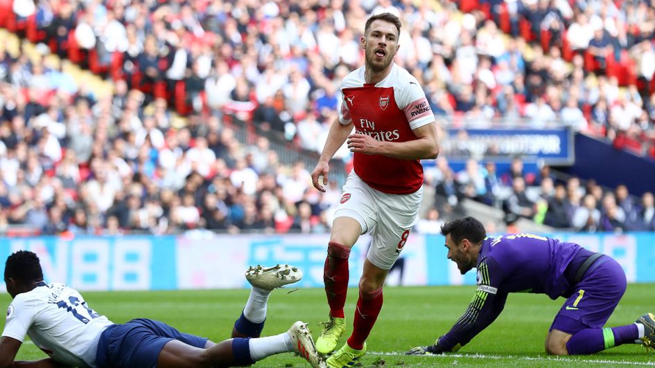 Aaron Ramsey turns away after scoring in his final North London Derby