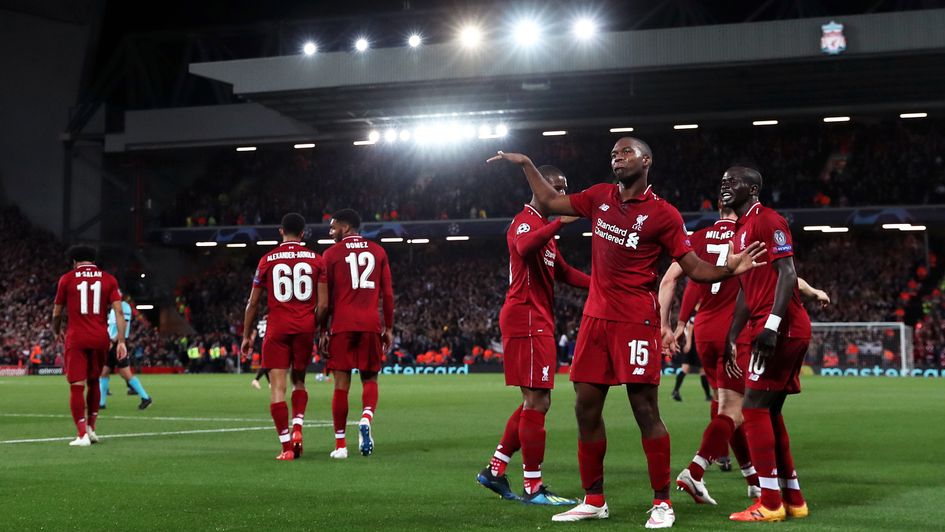 Daniel Sturridge celebrates after scoring for Liverpool in the Champions League
