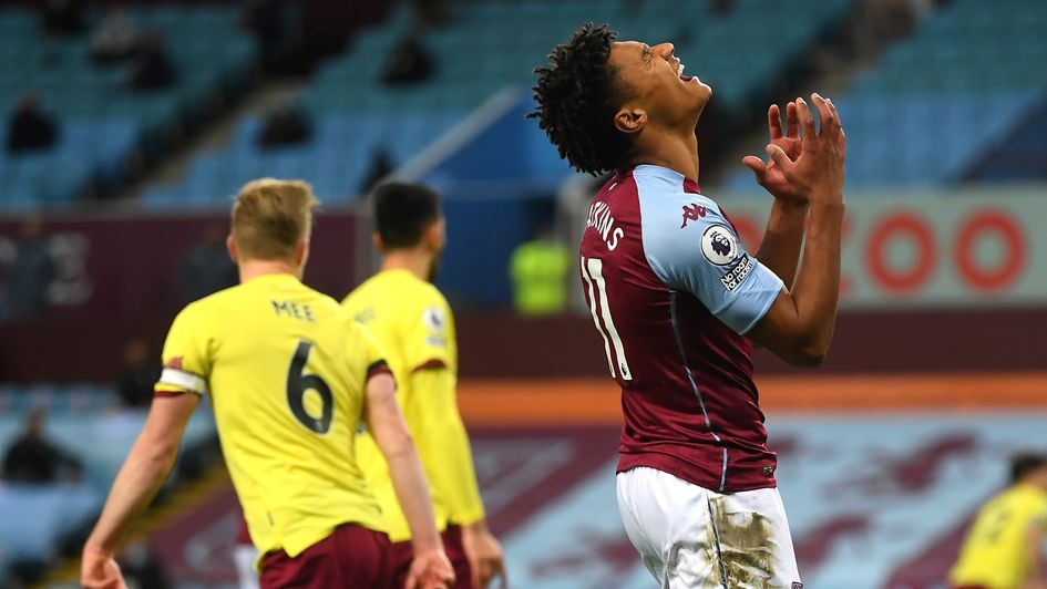 Aston Villa's Ollie Watkins (right) rues a missed chance
