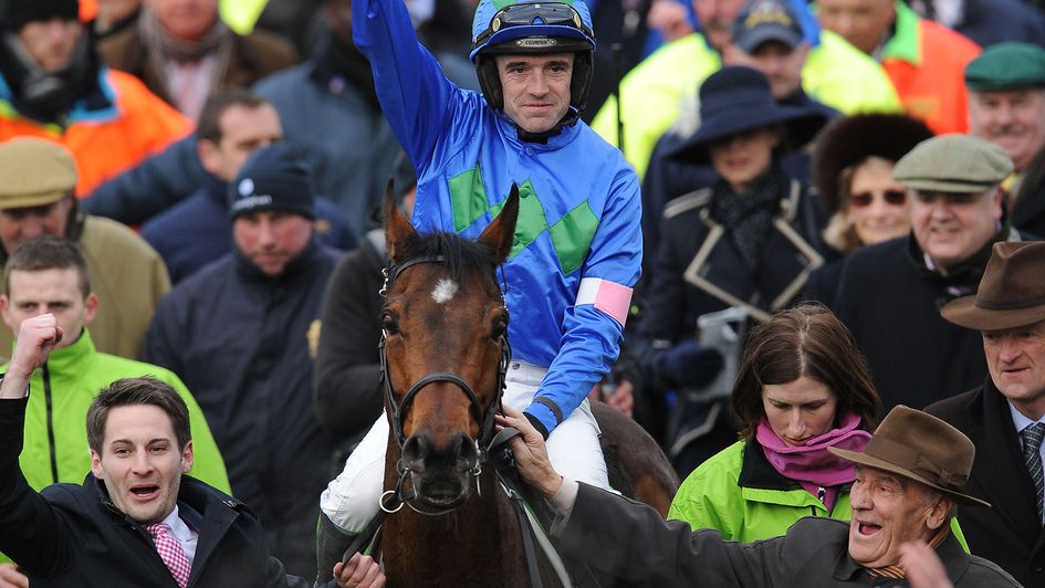 Ruby Walsh celebrates on Hurricane Fly