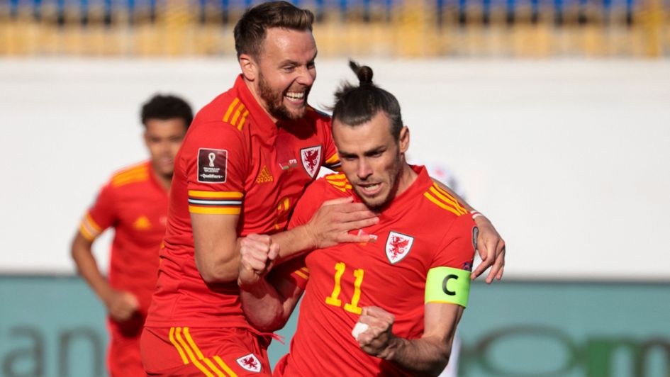 Wales celebrate Gareth Bale's penalty