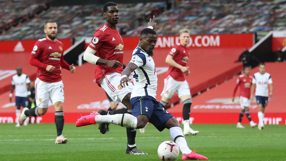 Tottenham's Serge Aurier fires in against Manchester United