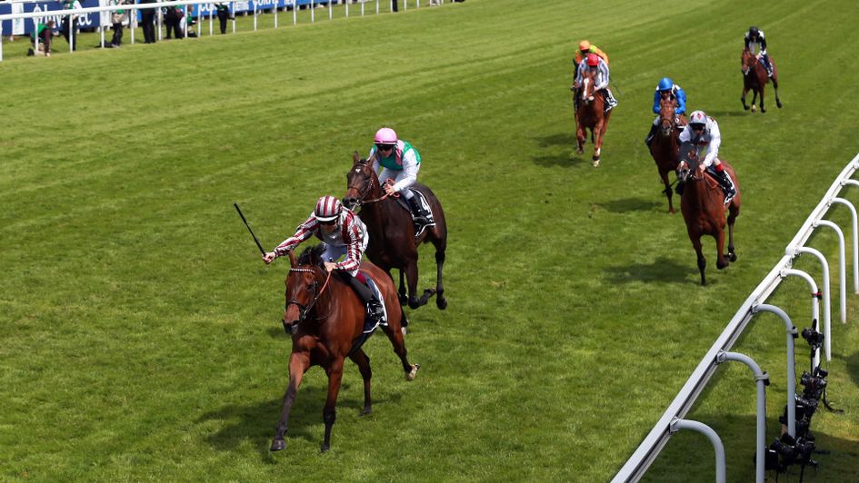 Cirrus Des Aigles ridden by Christophe Soumillon on their way to victory in the Investec Coronation Cup