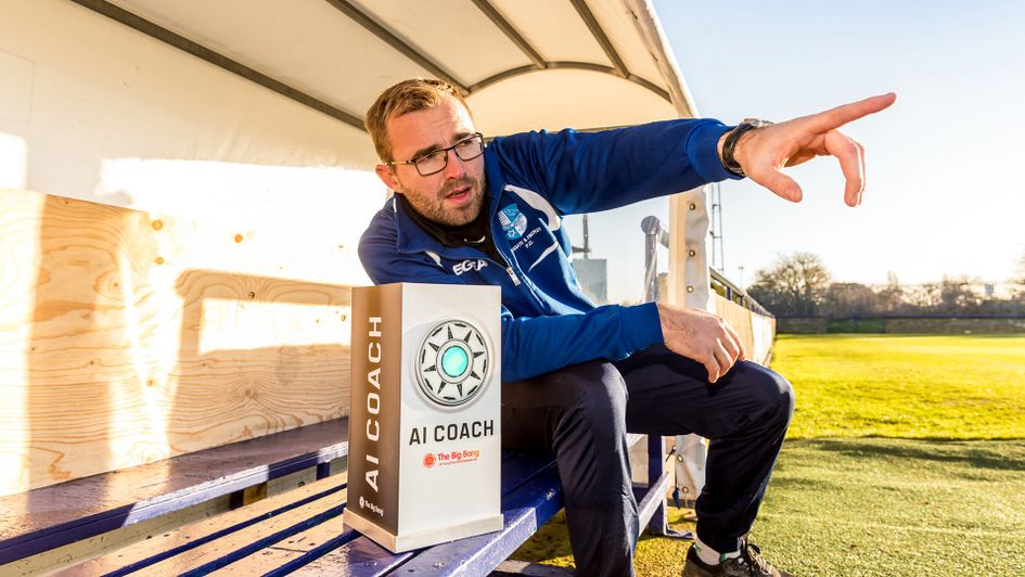 Dave Norman, manager of Wingate & Finchley FC, alongside the AI coach