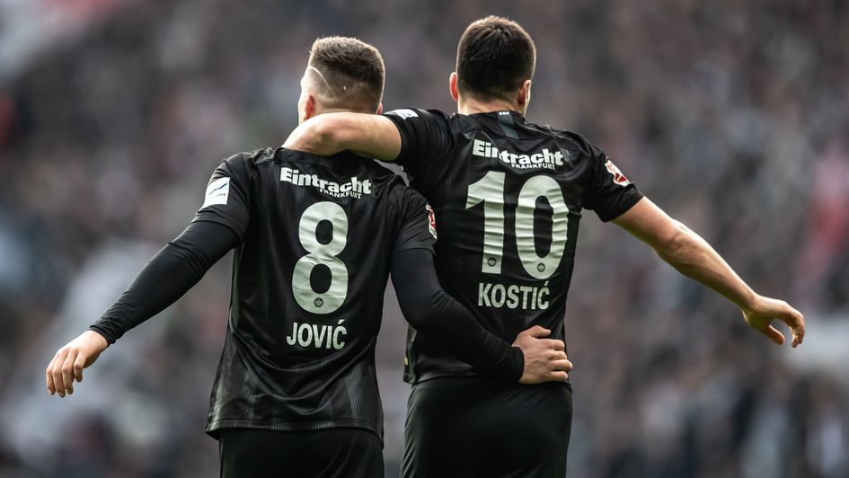 Luka Jovic and Filip Kostic celebrate for Eintracht Frankfurt