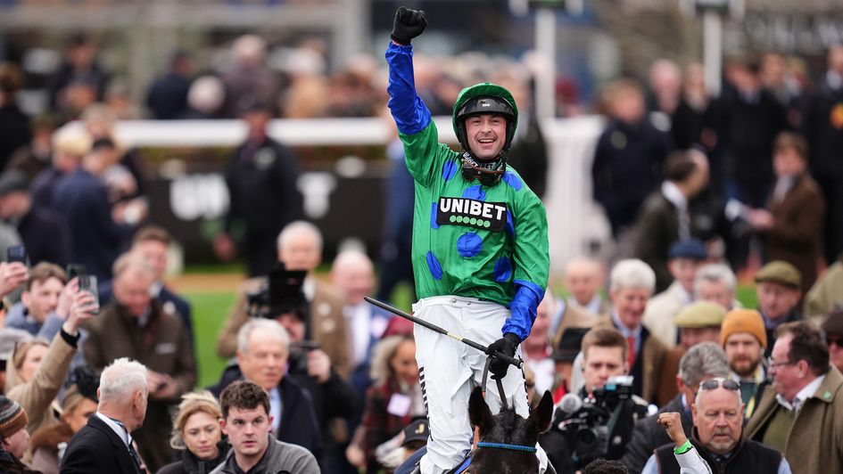 Nico De Boinville celebrates on Old Park Star