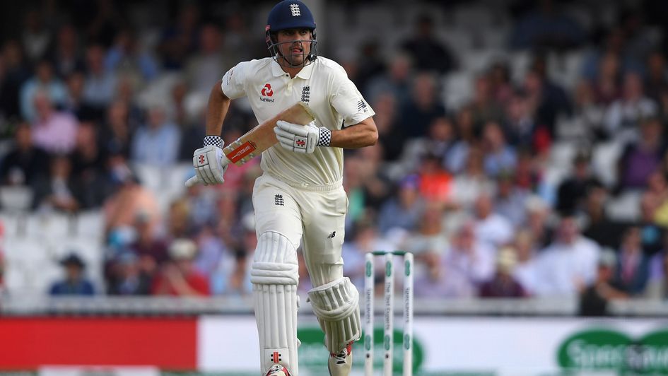 Alastair Cook of England gets off the mark in his final appearance