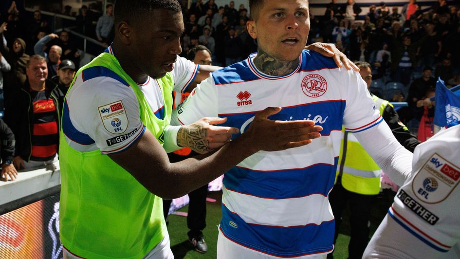 Lyndon Dykes (right) celebrates scoring for QPR
