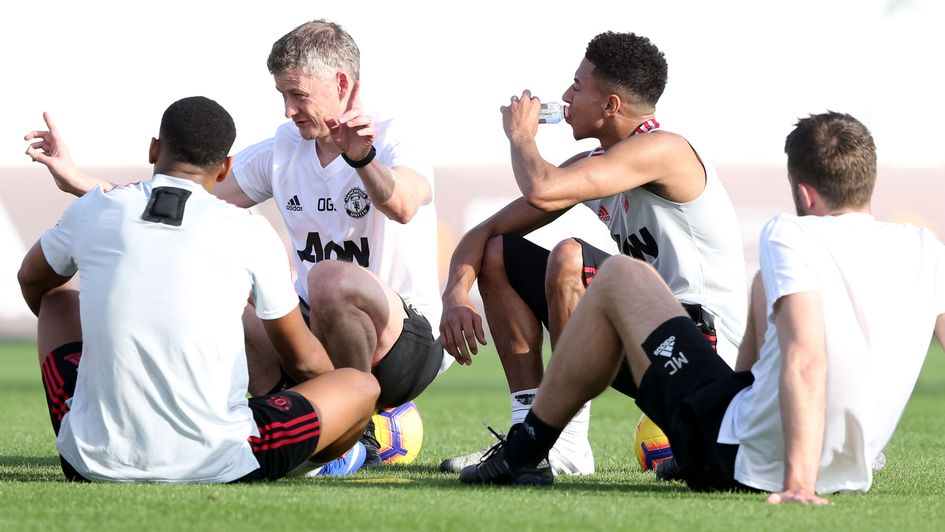 Ole Gunnar Solskjaer instructs his Manchester United players