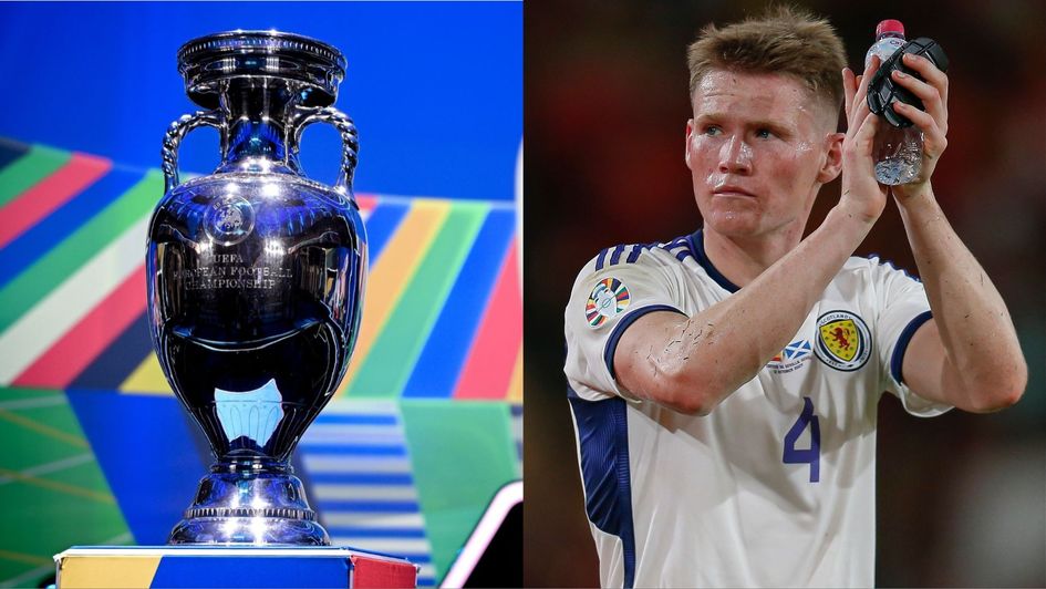Euro 2024 trophy and Scott McTominay