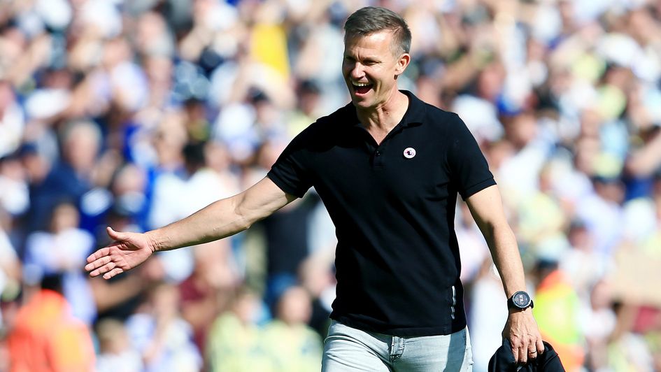 Jesse Marsch celebrates after Leeds thrash Chelsea 3-0