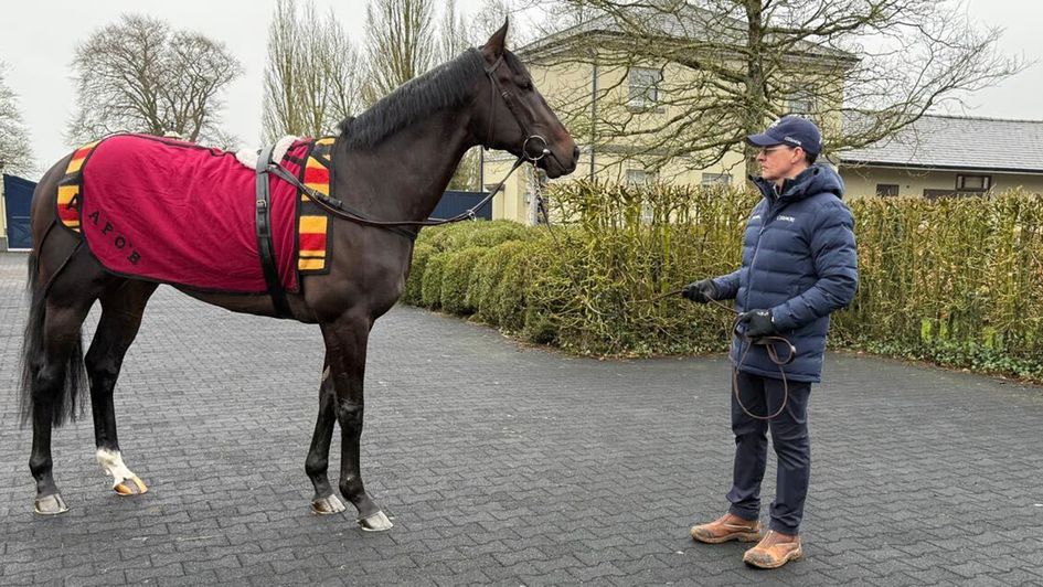 Aidan O'Brien stands alongside Albert Einstein