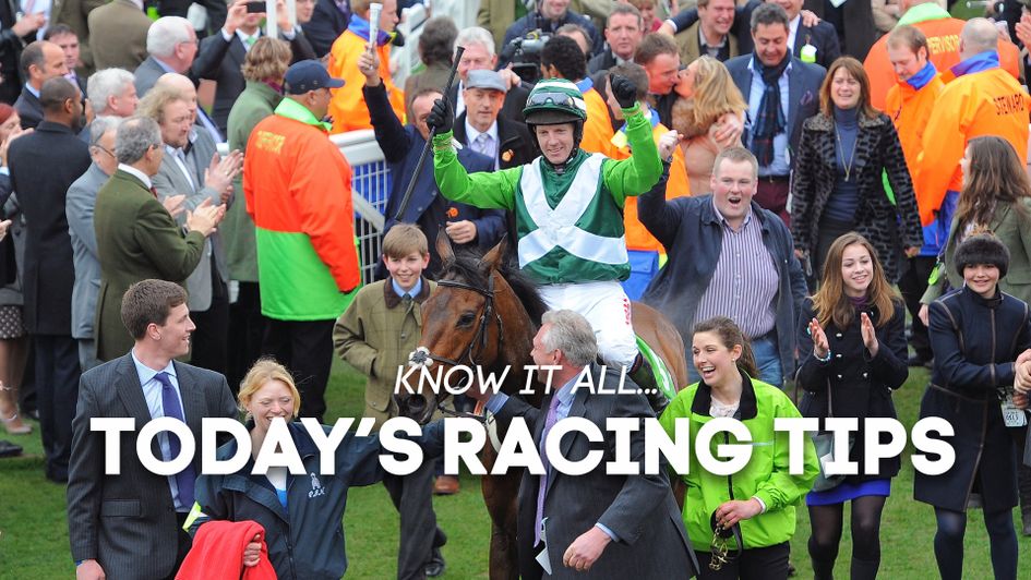 Noel Fehily celebrates on Rock On Ruby after winning the 2012 Champion Hurdle