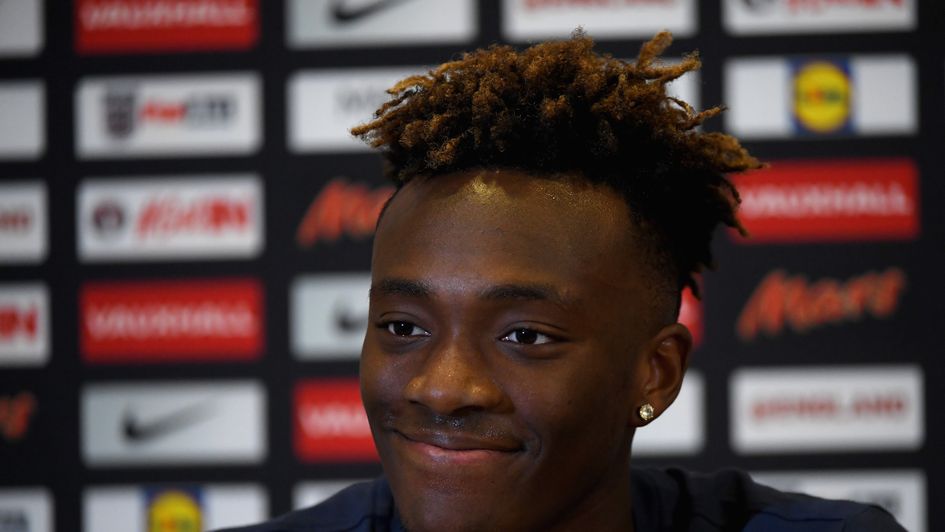 Tammy Abraham speaks to the media