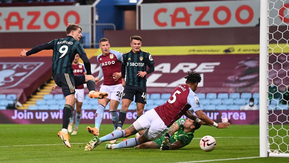 Patrick Bamford: Leeds forward scores against Aston Villa in the Premier League