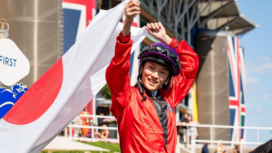 Ryusei Sakai celebrates Prince Of India's win