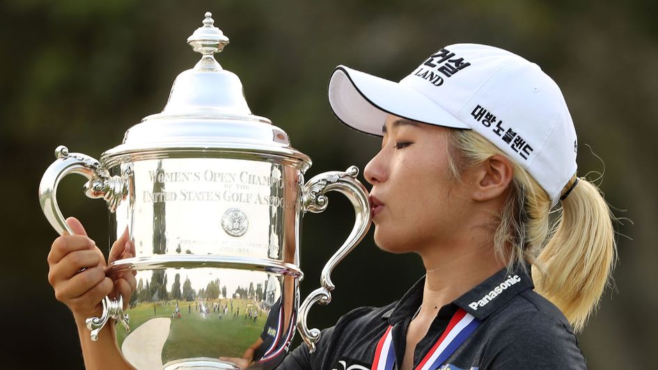 Jeongeun Lee celebrates with the trophy