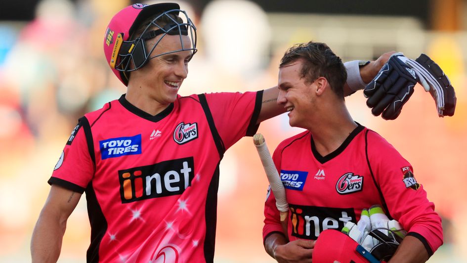Tom Curran and Josh Philippe of the Sixers celebrate