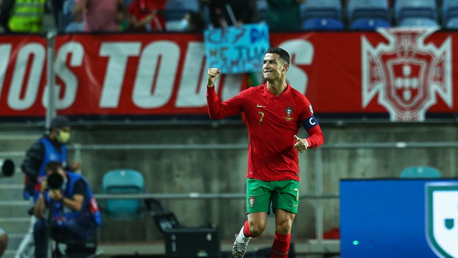 Cristiano Ronaldo celebrates during his hat-trick