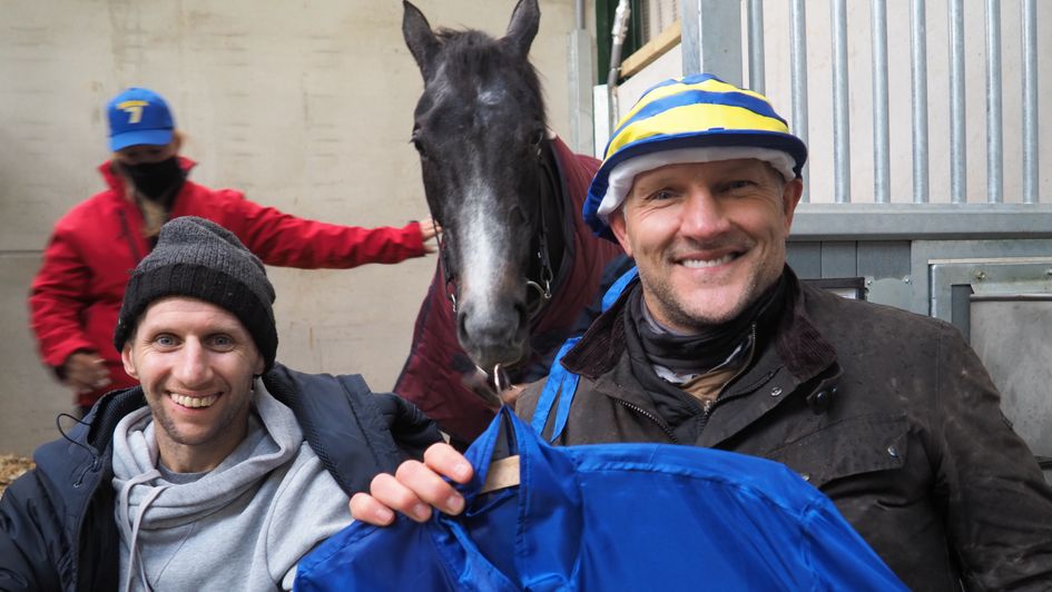 Rob Burrow and Barrie McDermott with Burrow Seven